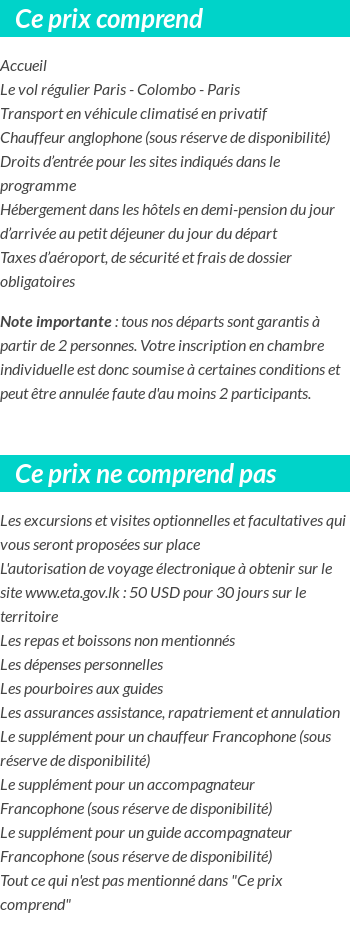 Conditions tarifaires