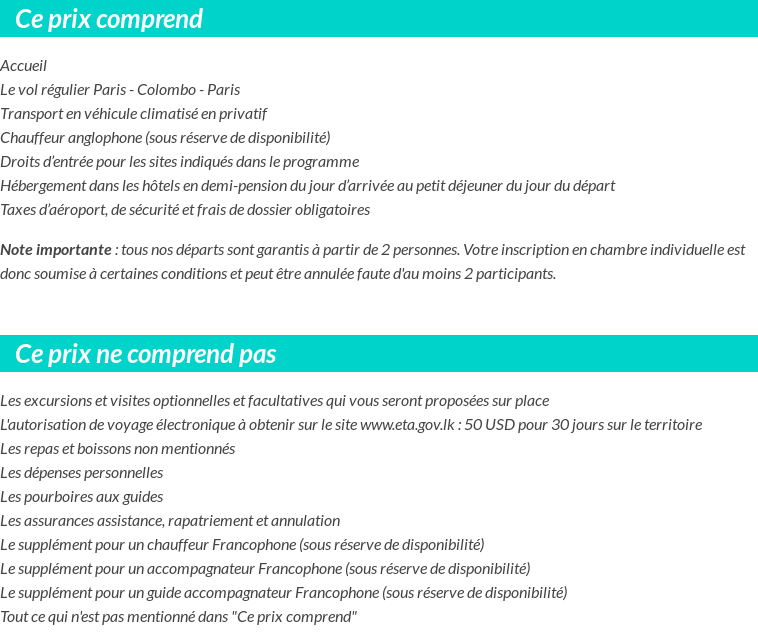Conditions tarifaires