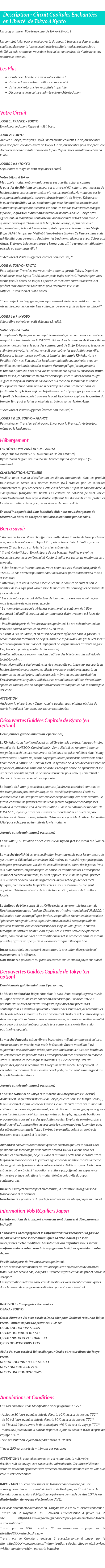 Détails du séjour