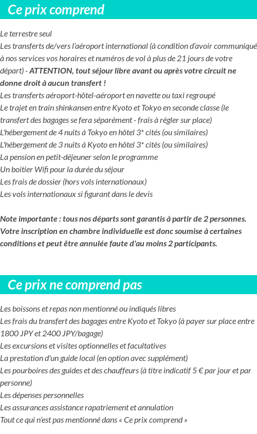 Conditions tarifaires