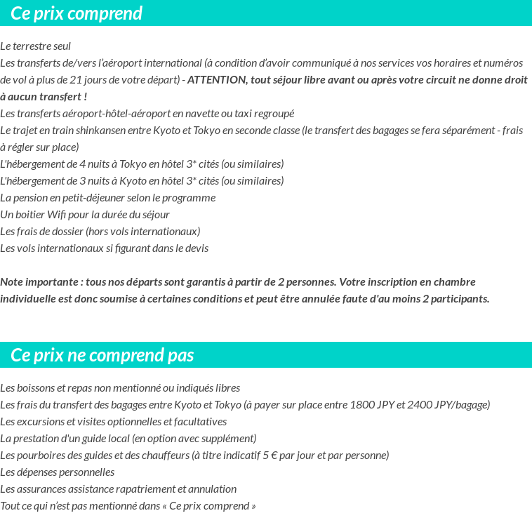 Conditions tarifaires