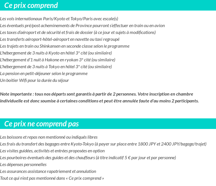 Conditions tarifaires