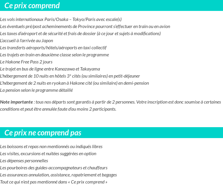 Conditions tarifaires
