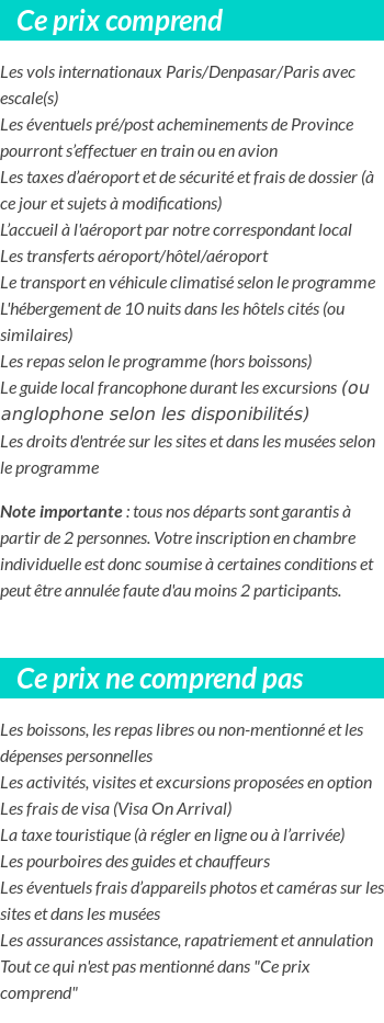 Conditions tarifaires