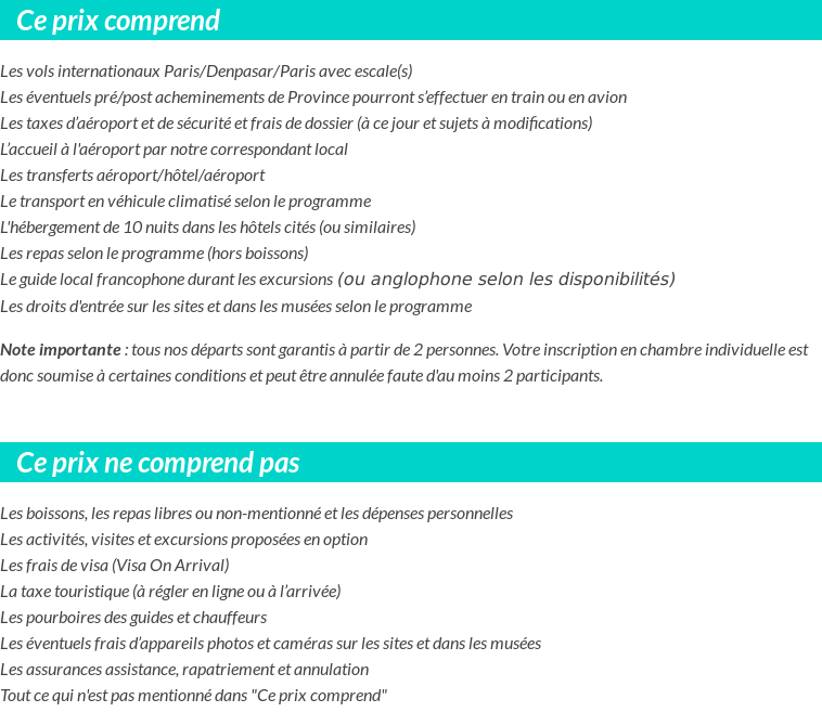 Conditions tarifaires