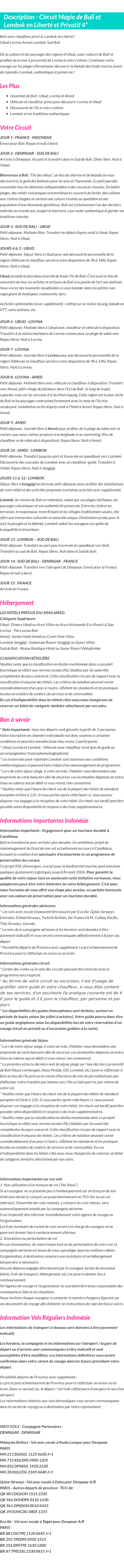 Détails du séjour