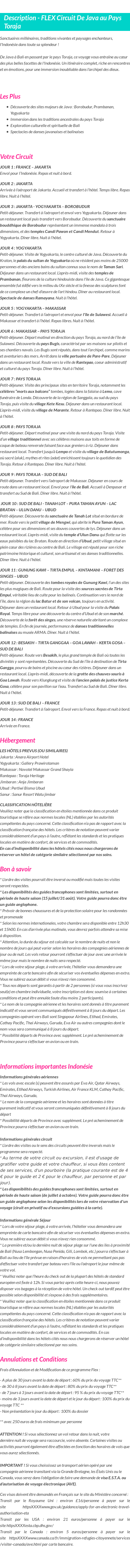 Détails du séjour