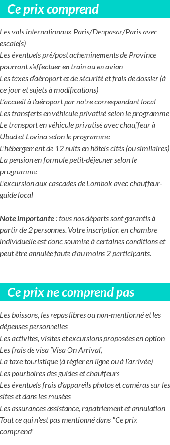Conditions tarifaires