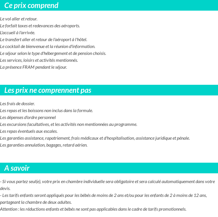 Conditions tarifaires