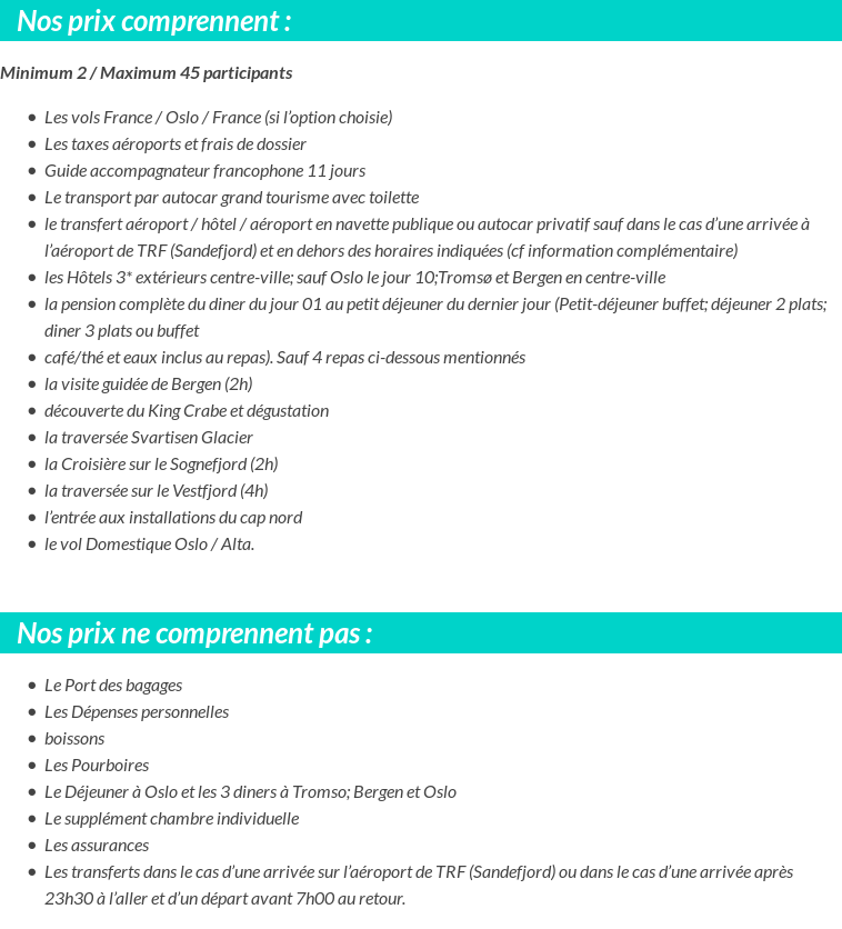 Conditions tarifaires