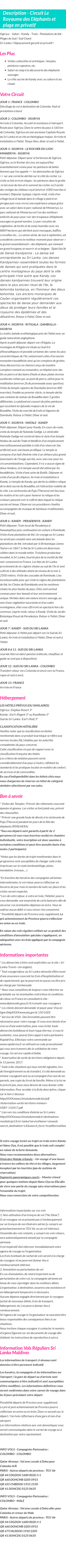 Détails du séjour
