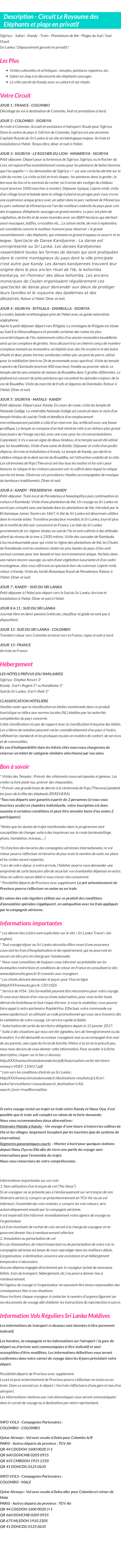 Détails du séjour