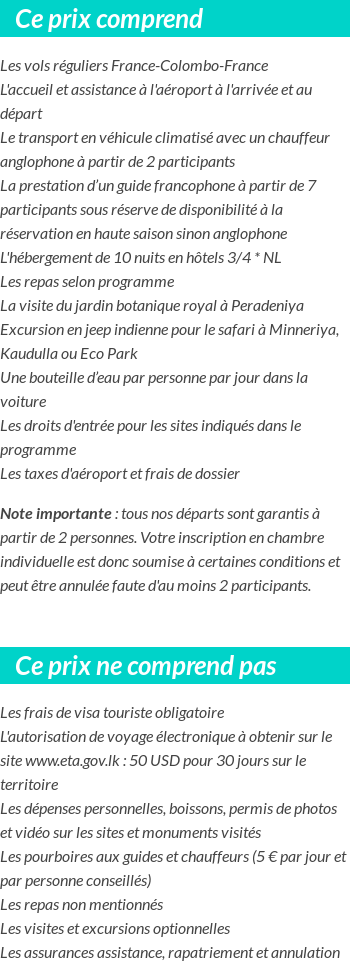 Conditions tarifaires