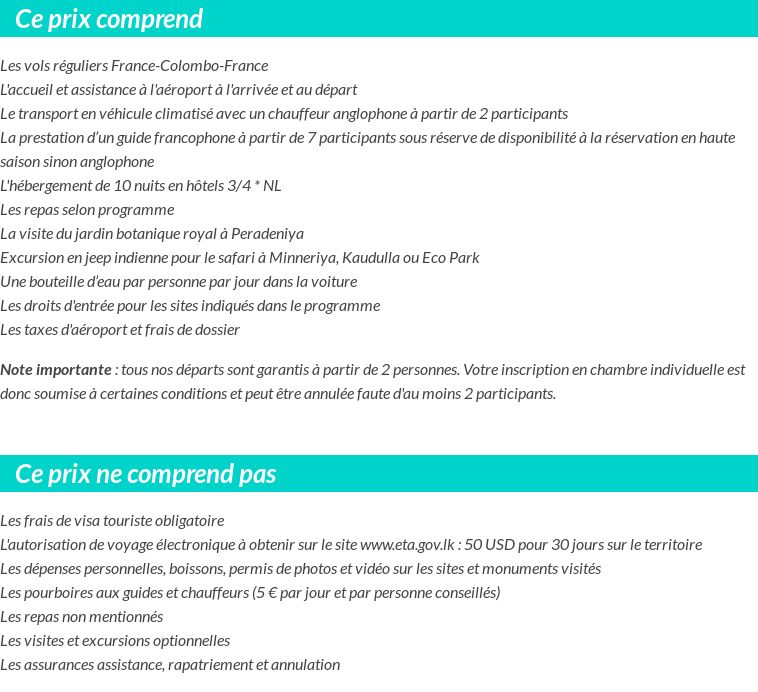 Conditions tarifaires
