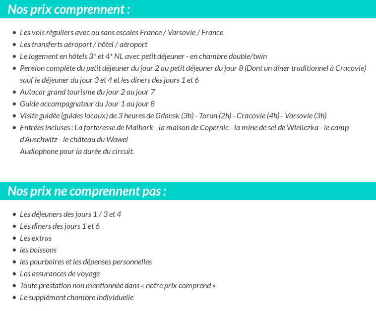 Conditions tarifaires