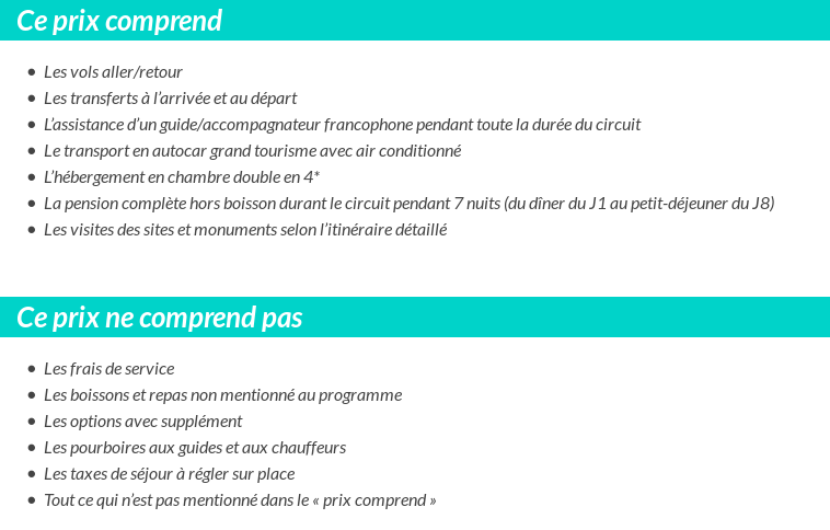 Conditions tarifaires