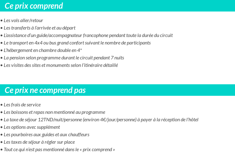 Conditions tarifaires