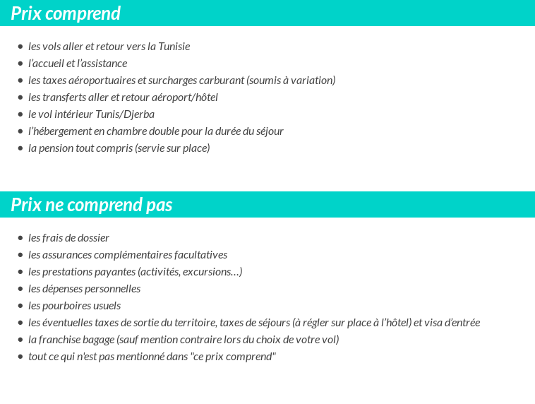 Conditions tarifaires