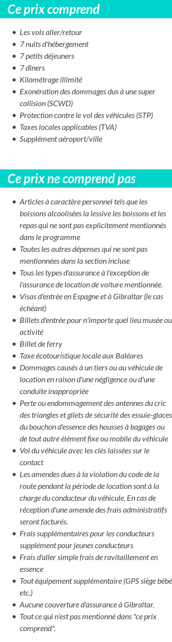 Conditions tarifaires