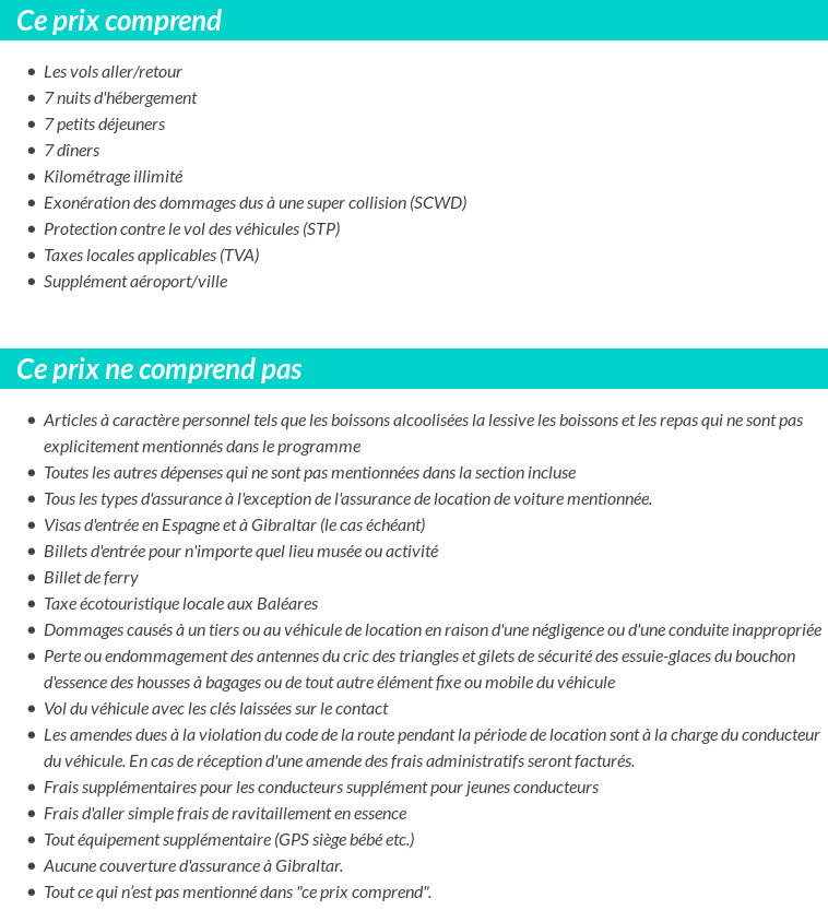 Conditions tarifaires