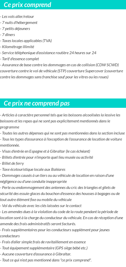 Conditions tarifaires