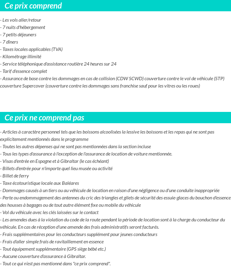 Conditions tarifaires