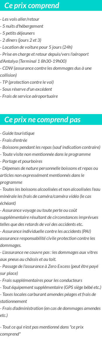 Conditions tarifaires