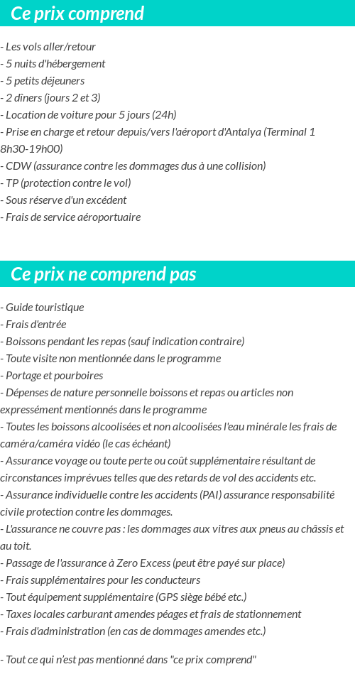 Conditions tarifaires