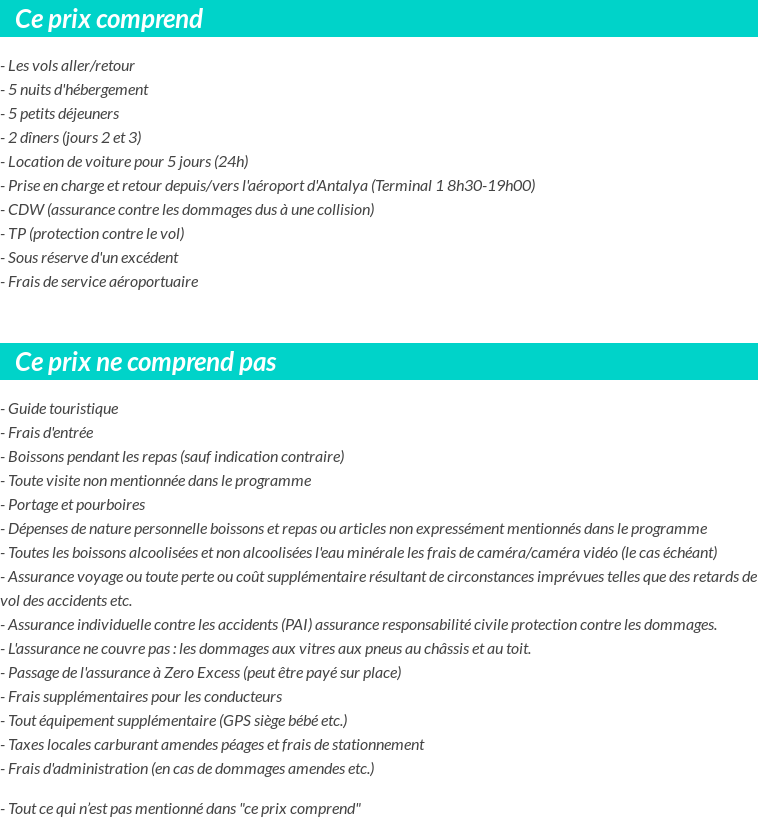 Conditions tarifaires