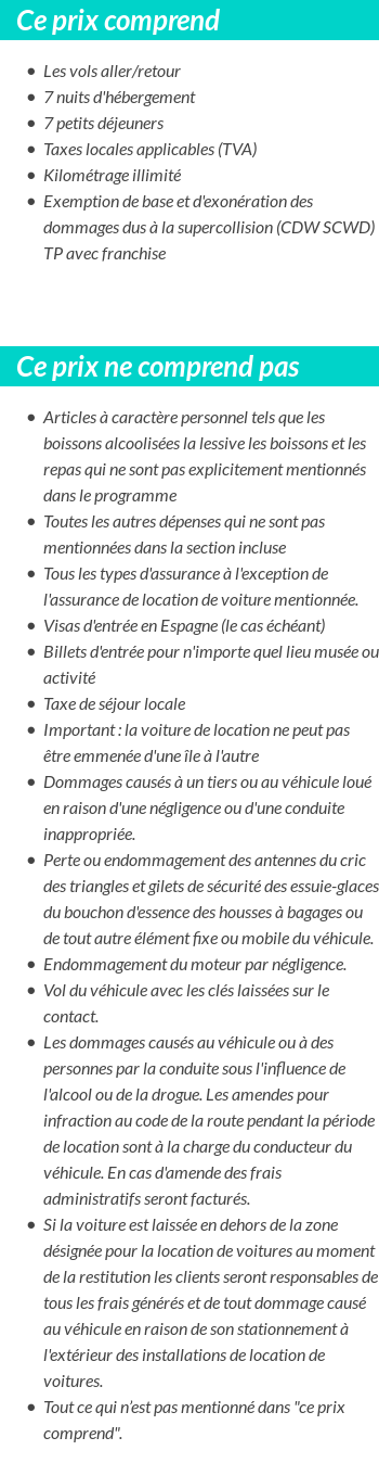 Conditions tarifaires