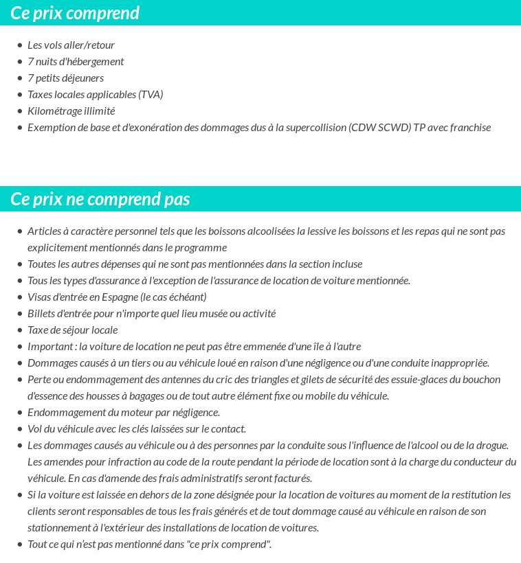 Conditions tarifaires