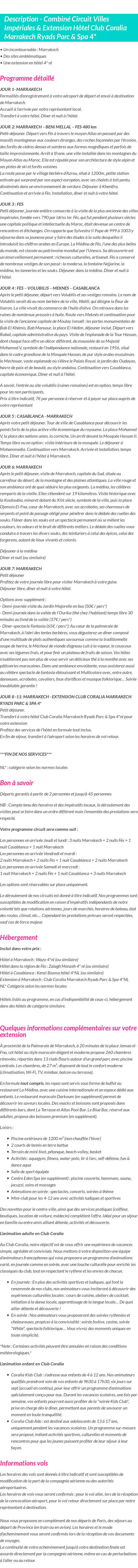 Détails du séjour