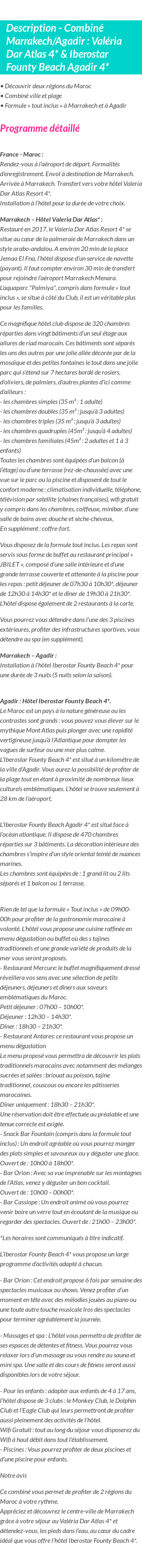 Détails du séjour