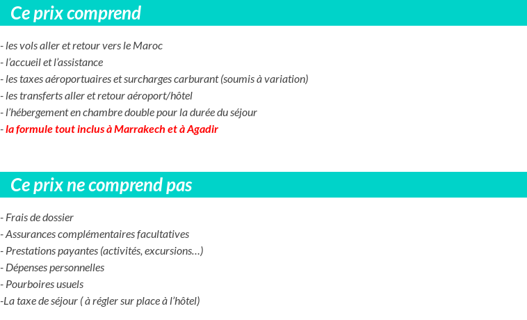 Conditions tarifaires