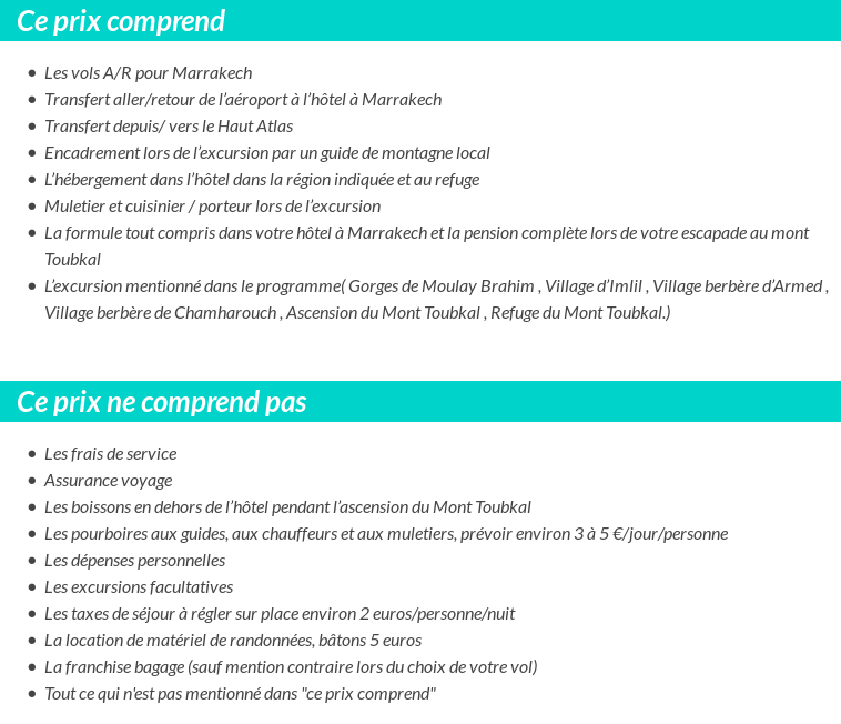 Conditions tarifaires
