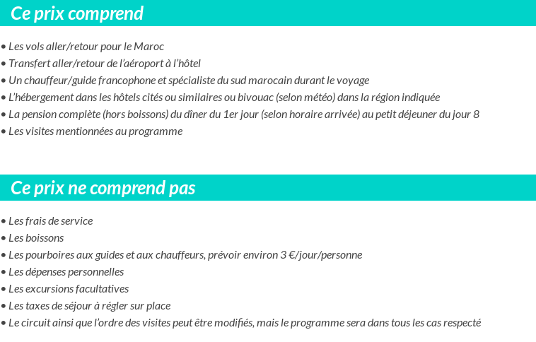 Conditions tarifaires