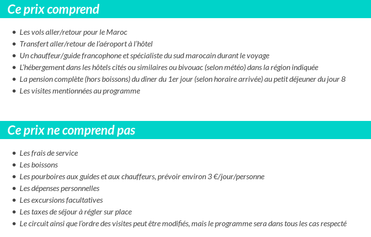 Conditions tarifaires