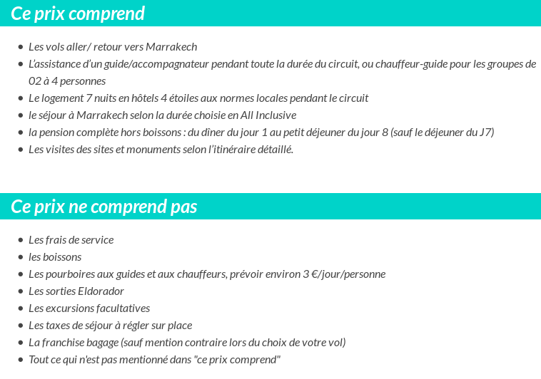 Conditions tarifaires