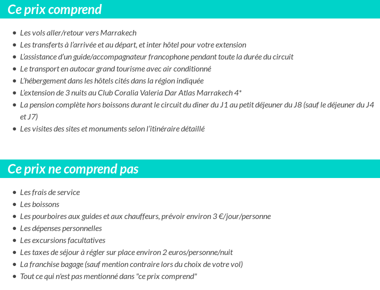 Conditions tarifaires