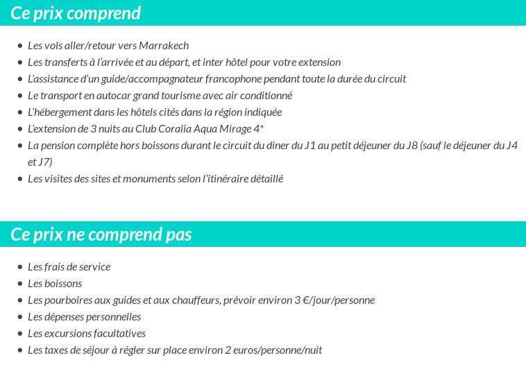 Conditions tarifaires