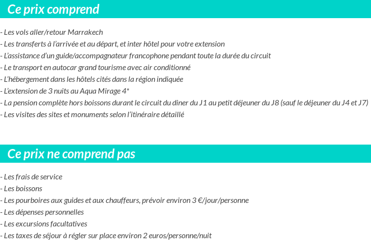 Conditions tarifaires