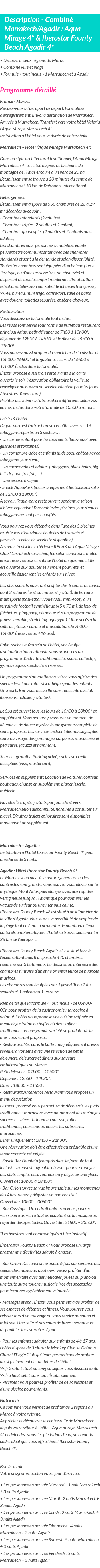Détails du séjour