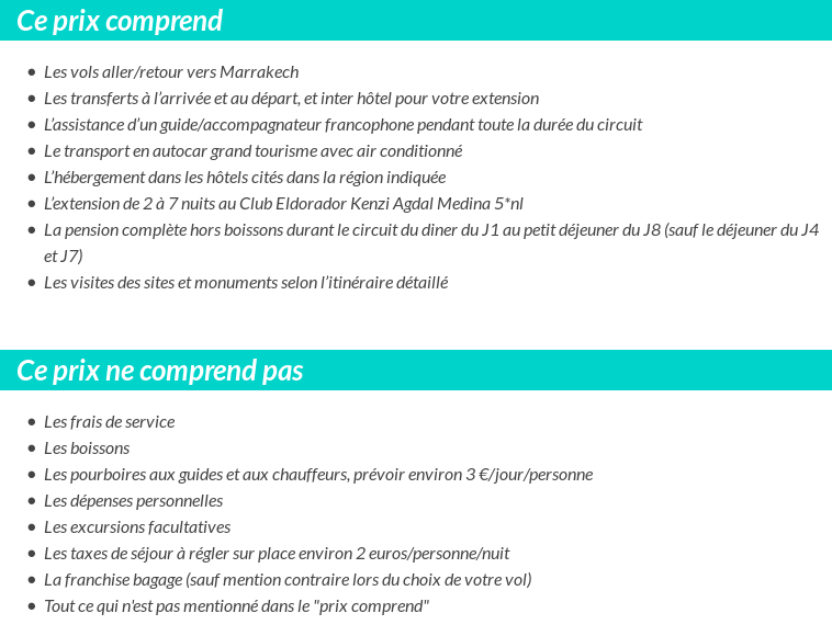 Conditions tarifaires