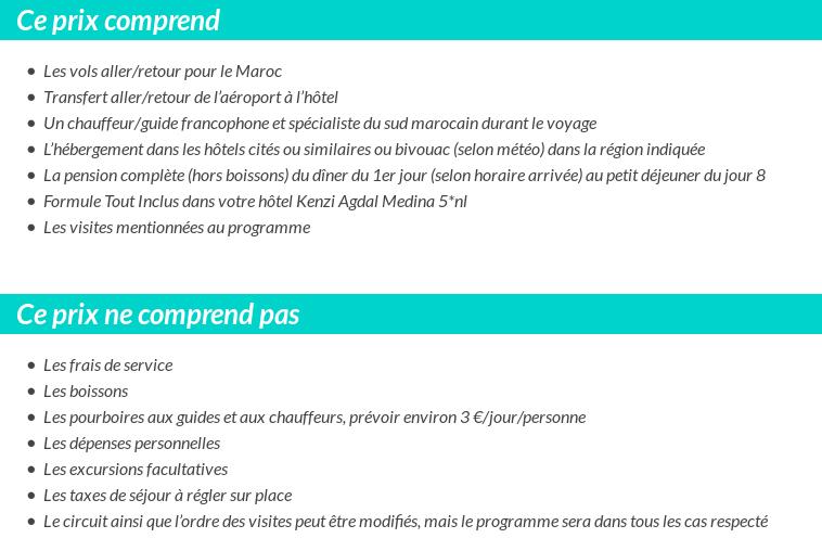 Conditions tarifaires
