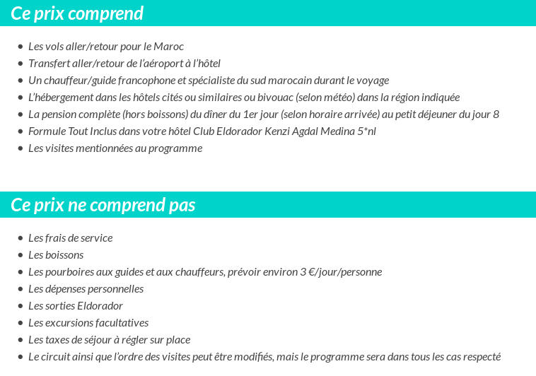 Conditions tarifaires