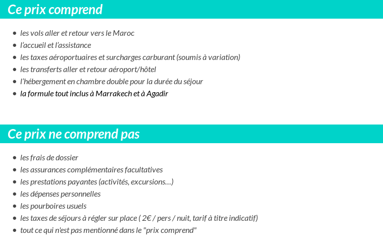 Conditions tarifaires