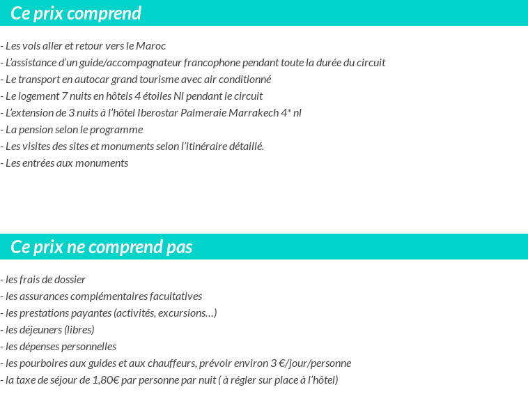 Conditions tarifaires