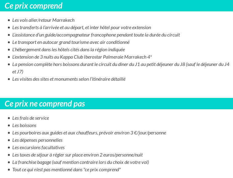 Conditions tarifaires