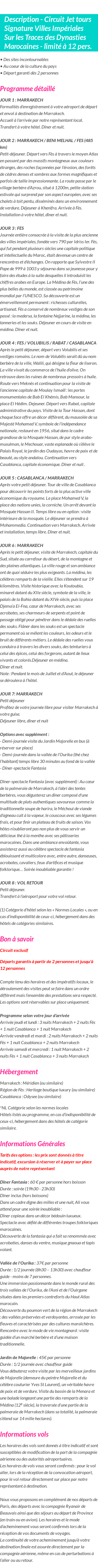 Détails du séjour