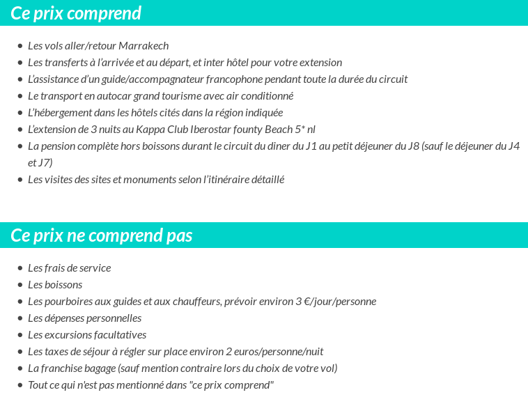 Conditions tarifaires